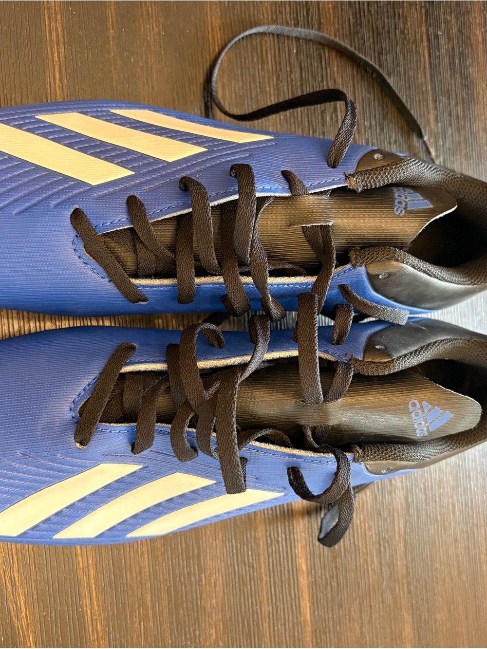 adidas Men’s Blue Athletic Soccer Cleats with White Stripes